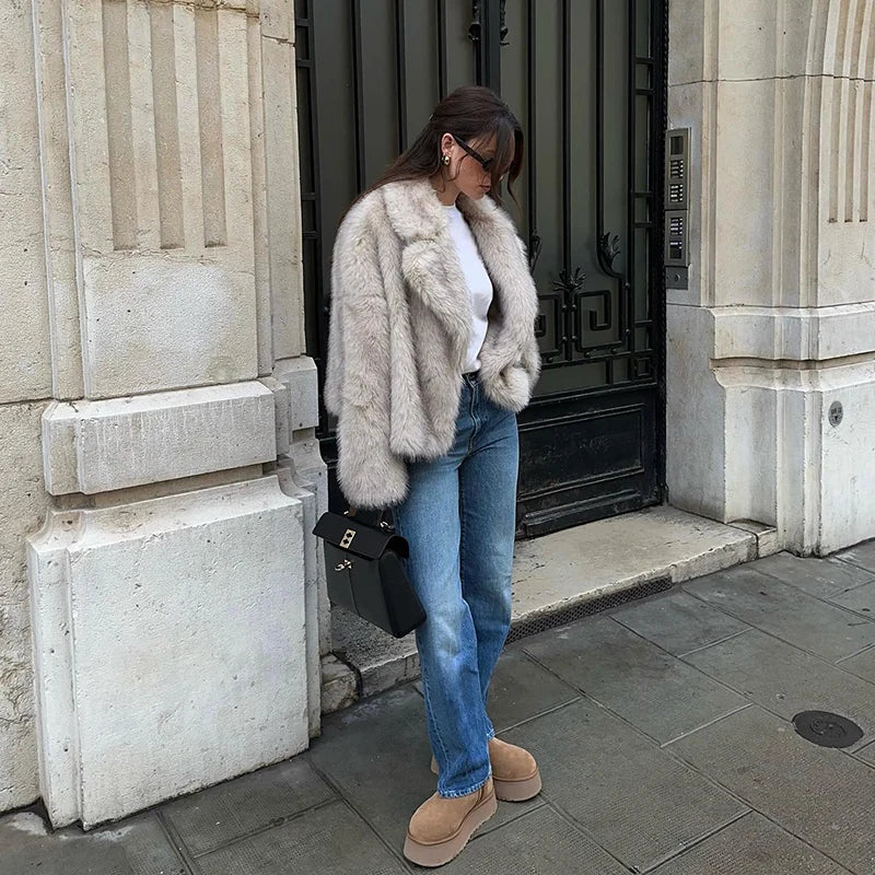 Chic Gradient Faux Fur Jacket